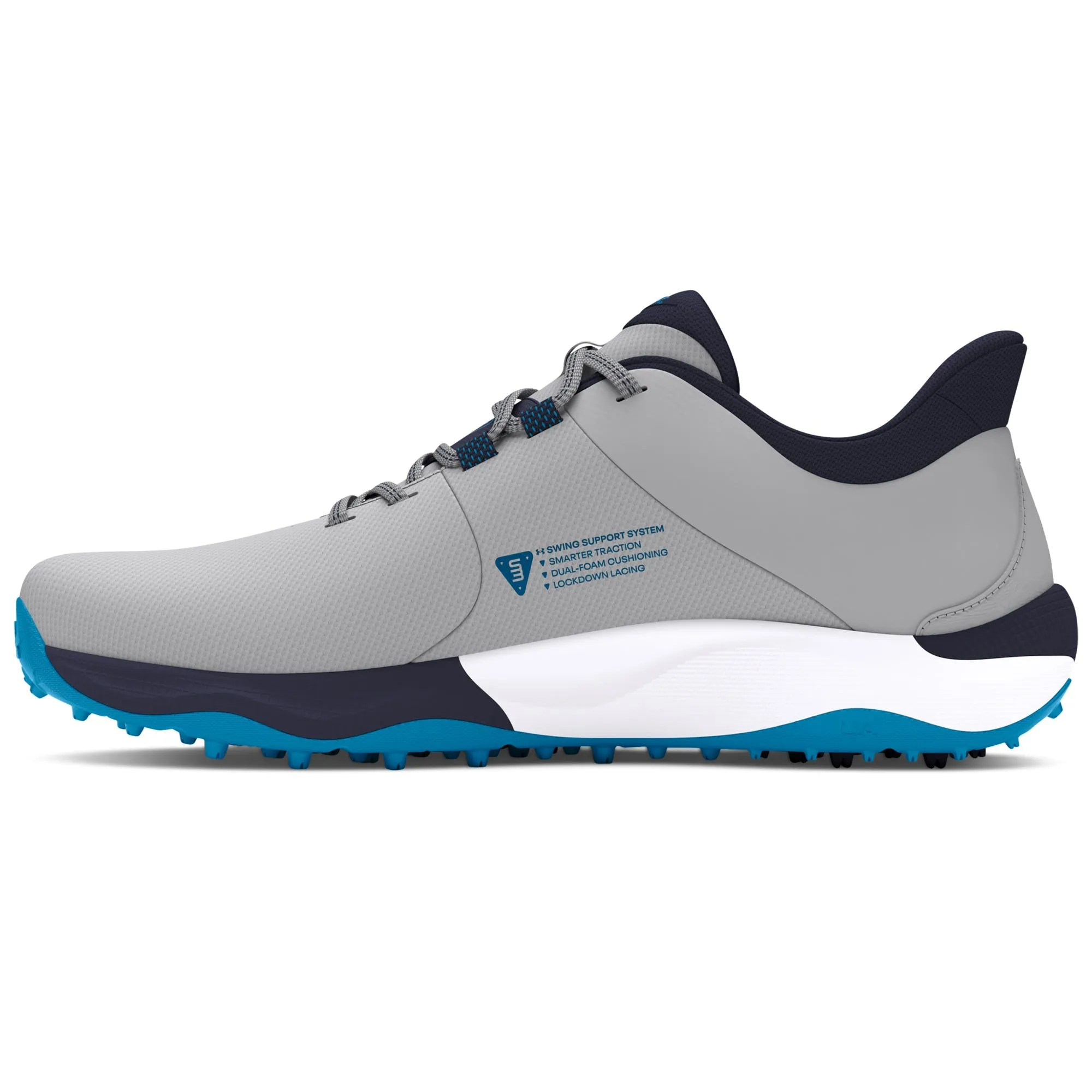 2024 Under Armour Men's Drive Pro Spikeless Wide Golf Shoes - ModGray/Capri/Midnight Navy