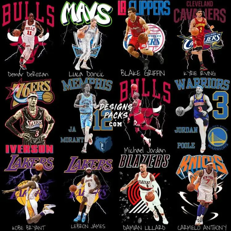 28 Teams Basketball Players Designs Bundle PNG