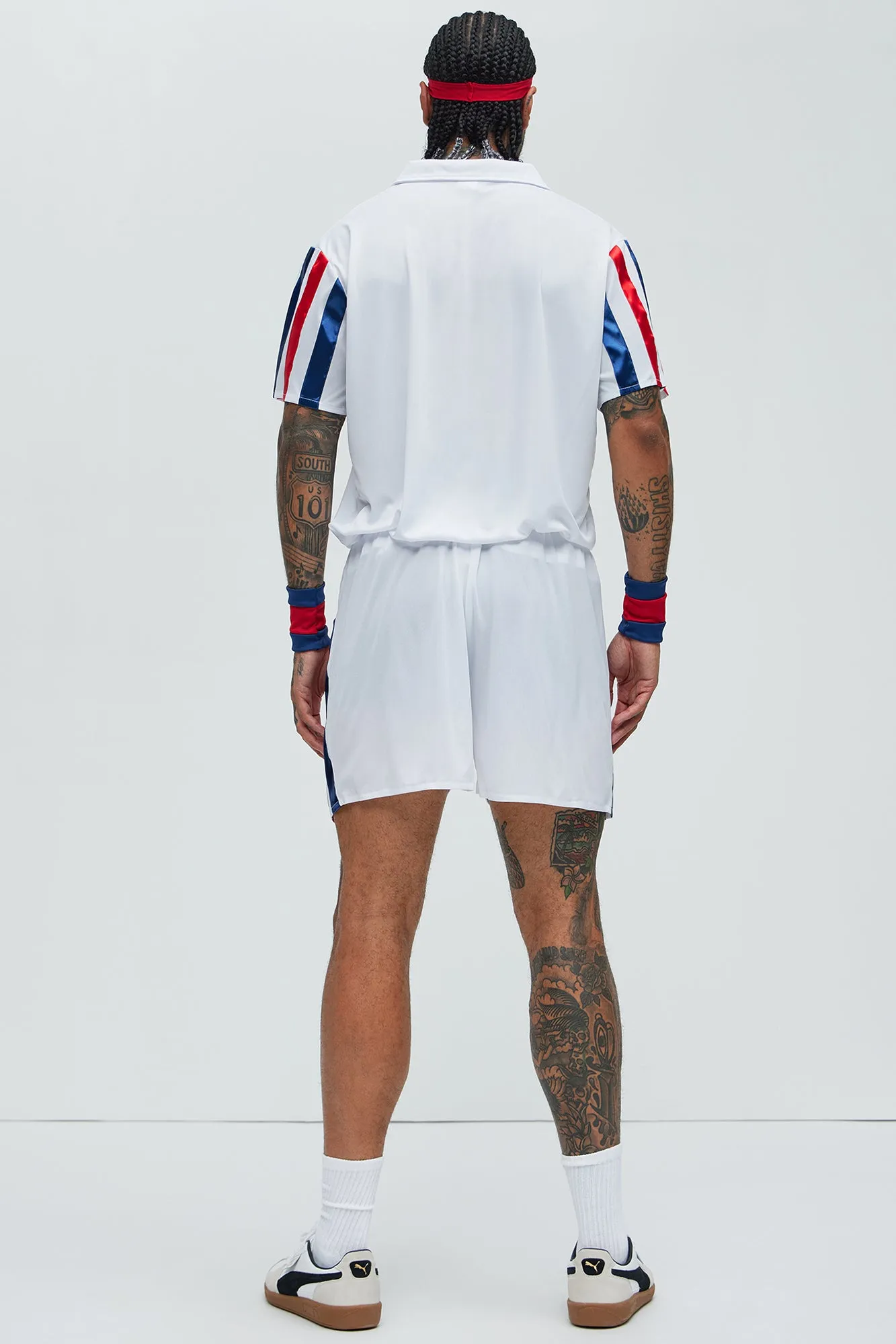 80's Tennis Player Costume - White/combo