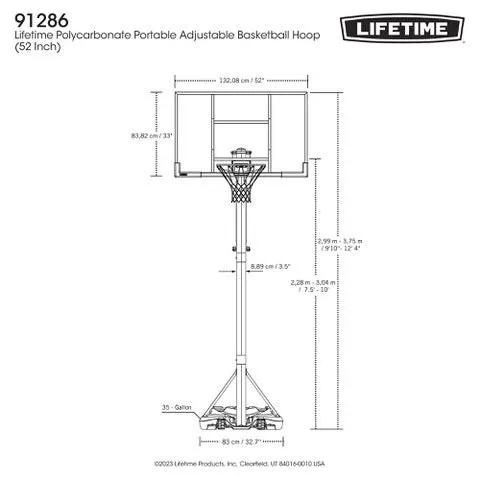 855032     ~ LIFETIME BASKETBALL SYSTEM XL 52"