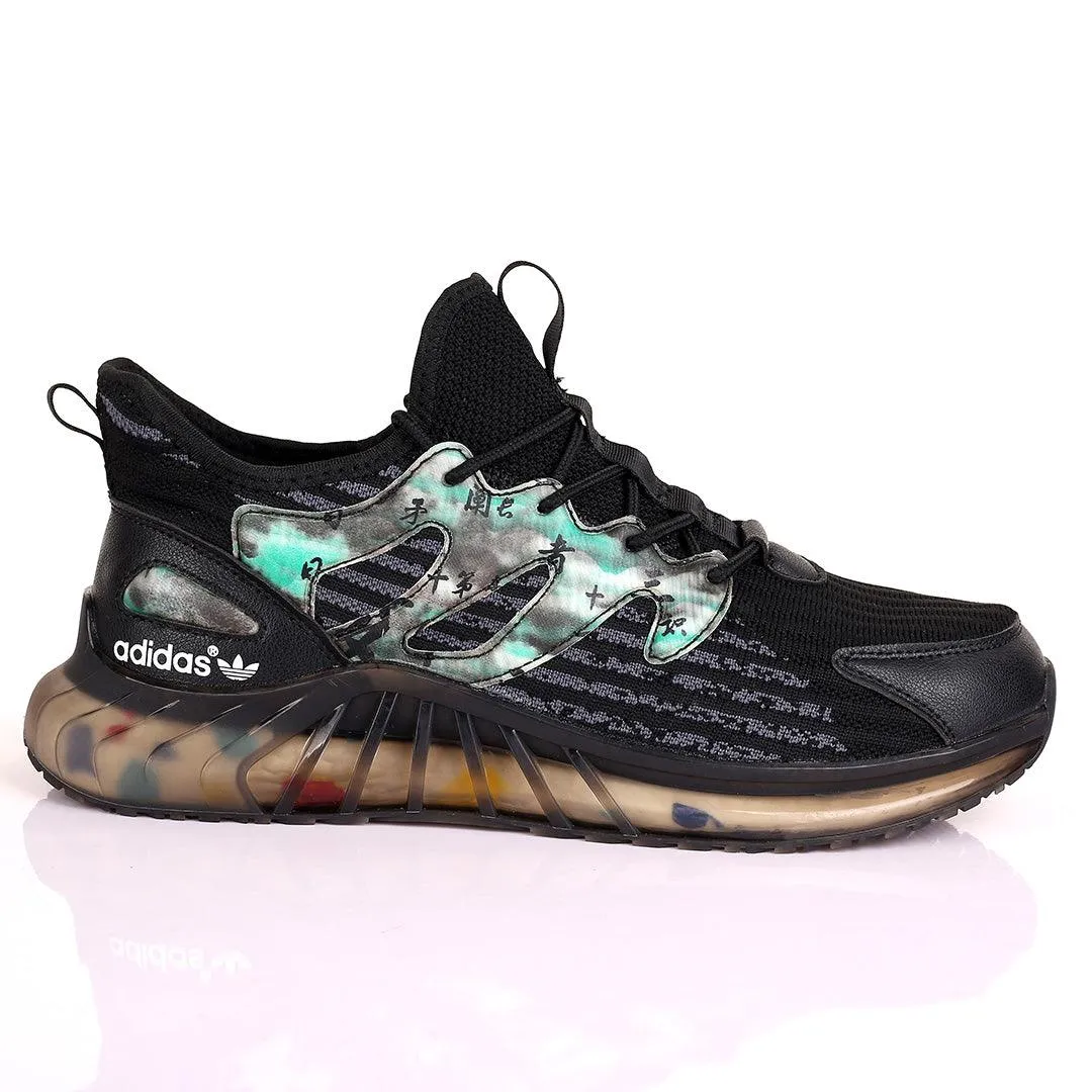 AD Exquisite Men Logo Designed Lace Up Sneakers - Black