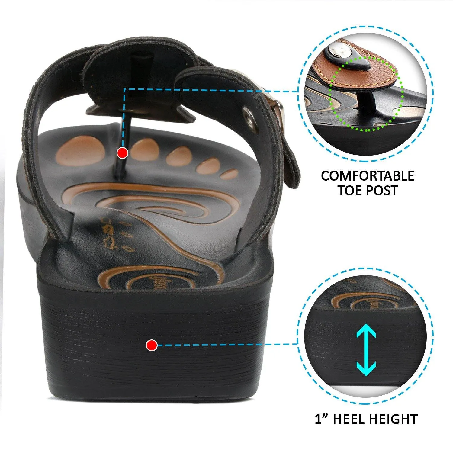 Aerosoft - Freedom A0851 Fashion T-Strap Comfortable Arch Support Summer Sandals For Women