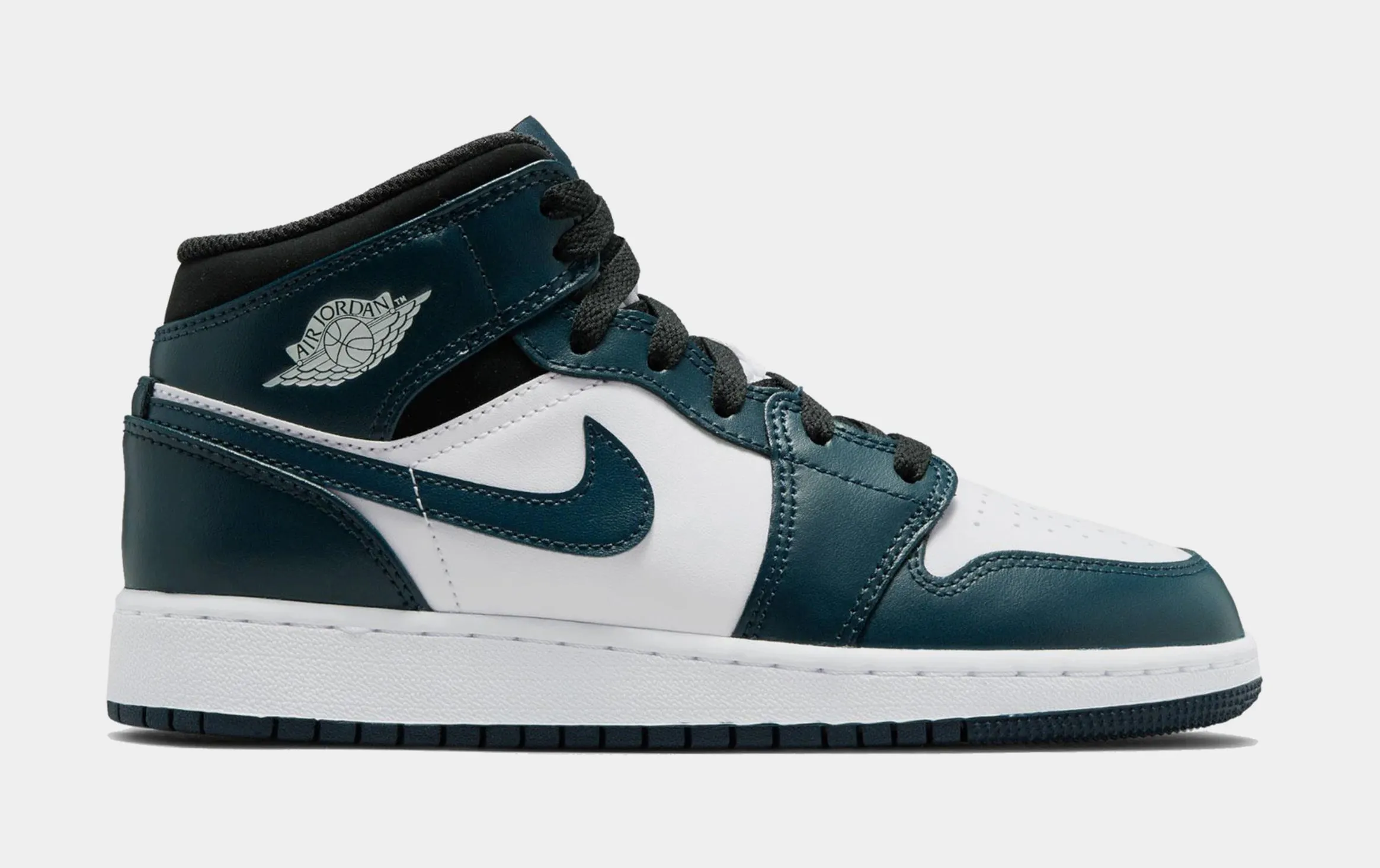 Air Jordan 1 Mid Dark Teal Grade School Lifestyle Shoes (Dark Teal Blue/White) Limit One Per Customer