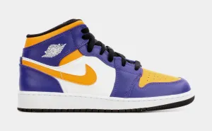 Air Jordan 1 Retro Mid Grade School Lifestyle Shoes (Purple/Yellow)