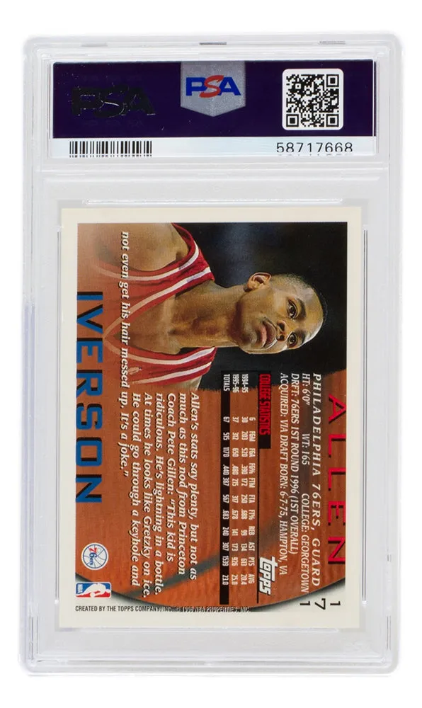 Allen Iverson 1996 Philadelphia 76ers Topps Card #171 PSA NM- MT 8