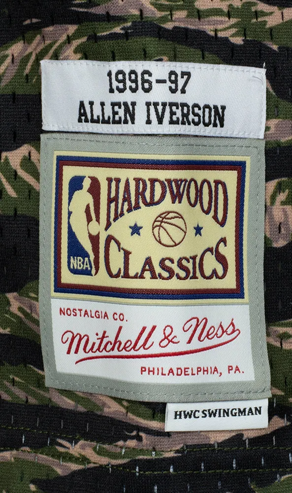 Allen Iverson Signed 76ers 1996-97 Camo Mitchell & Ness Swingman Jersey PSA