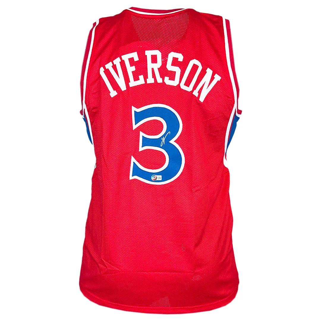 Allen Iverson Signed Philadelphia Red The Answer Basketball Jersey (Beckett)