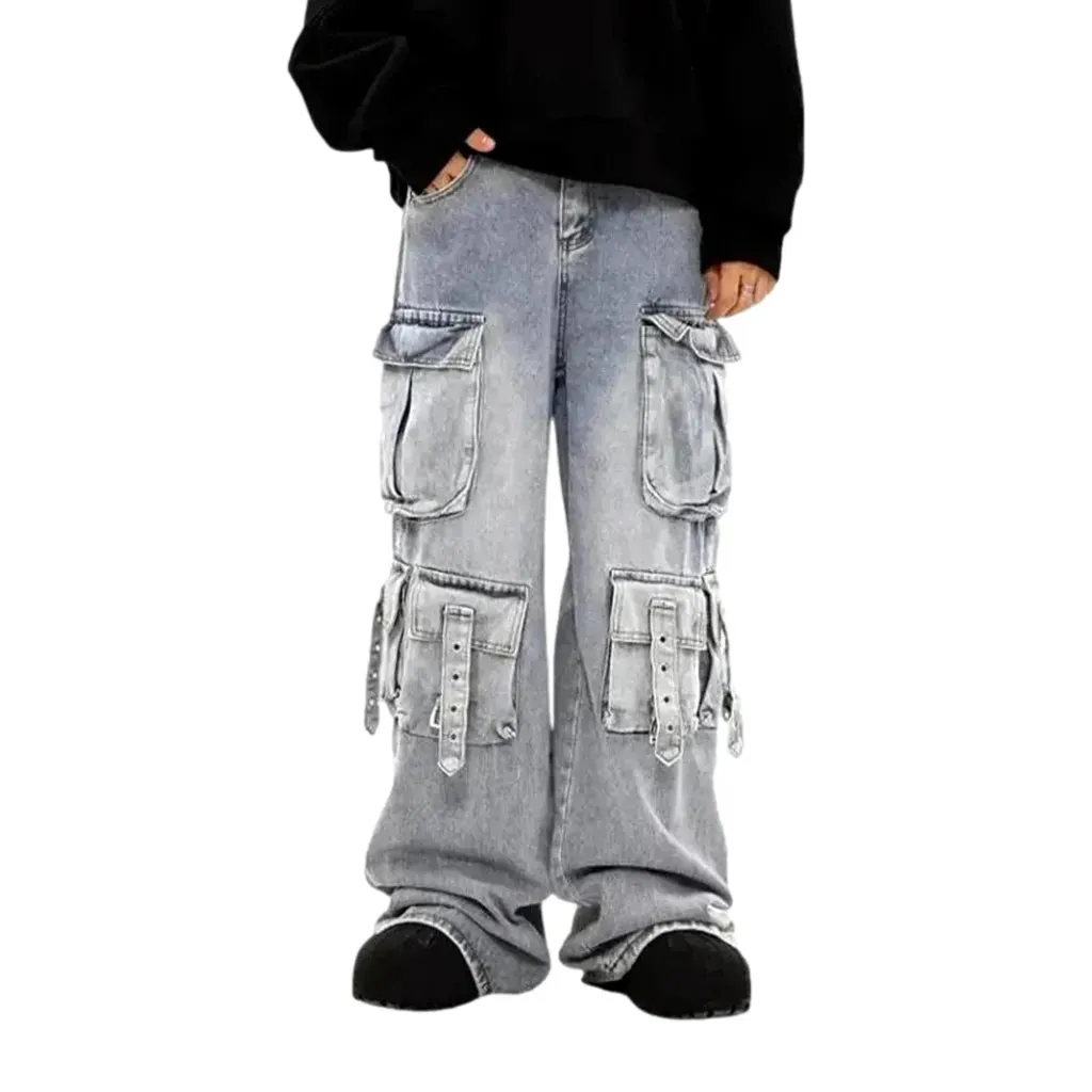 Baggy cargo multi pocket men's jeans