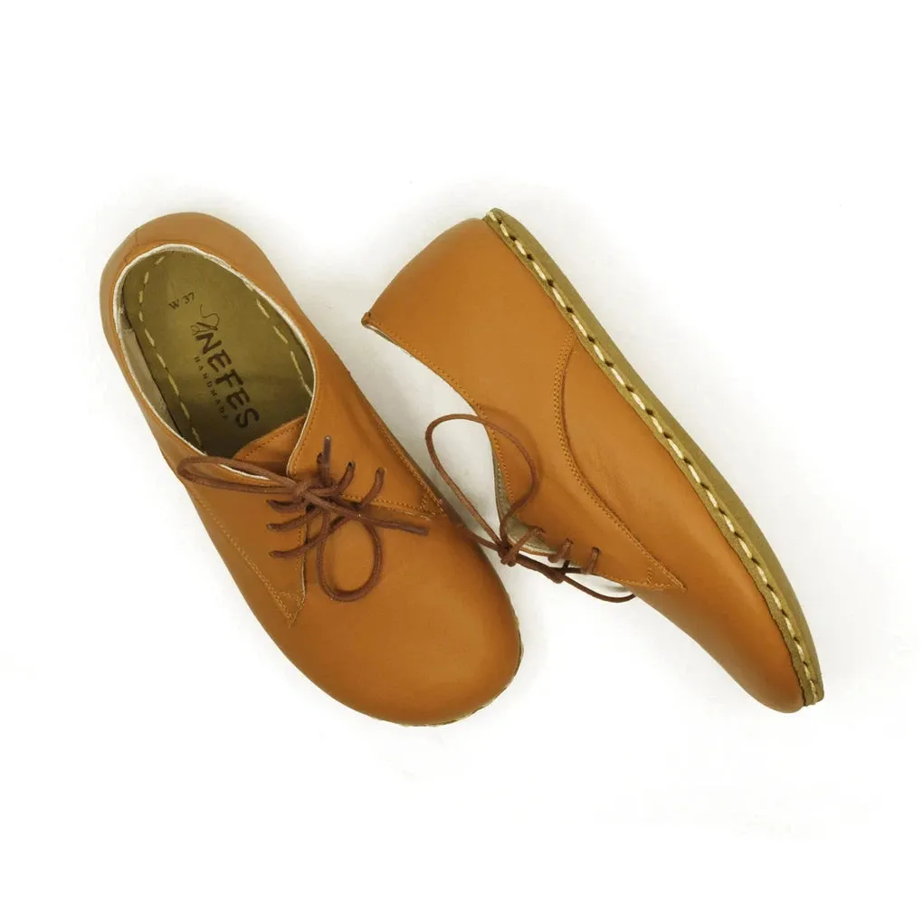 Barefoot Oxford Shoes Women - Laced Light Brown