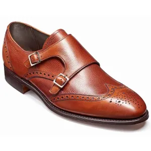 BARKER Fleet Shoes - Mens Double Monk Strap Brogues - Rosewood Calf & Grain