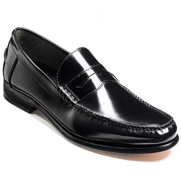 BARKER Newington Shoes - Mens Loafers - Black Hi-Shine