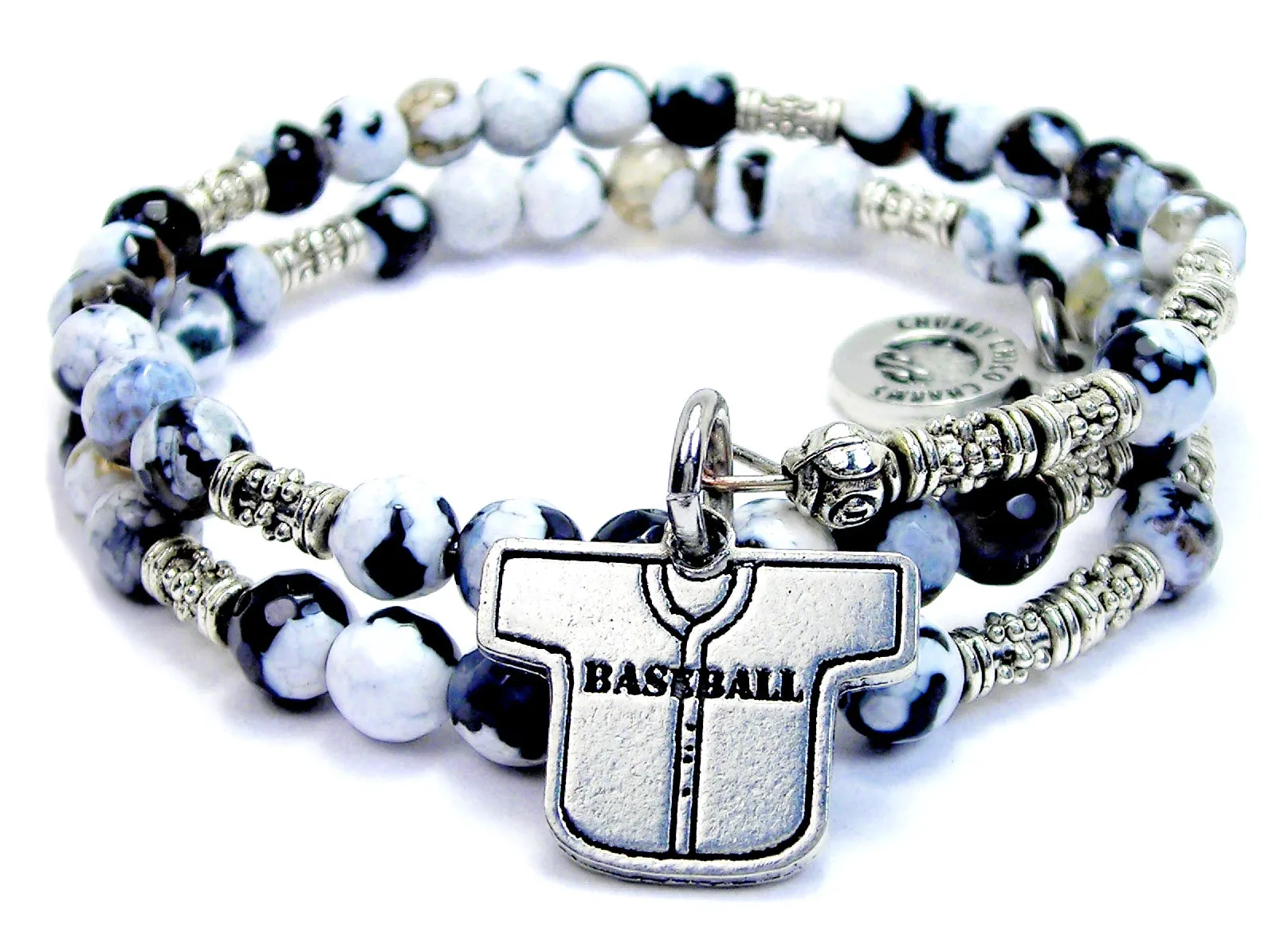 Baseball Jersey Agate Stone Microcrystalline Quartz Wrap Bracelet