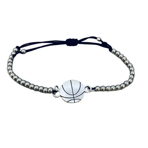 Basketball Adjustable Beaded Bracelet