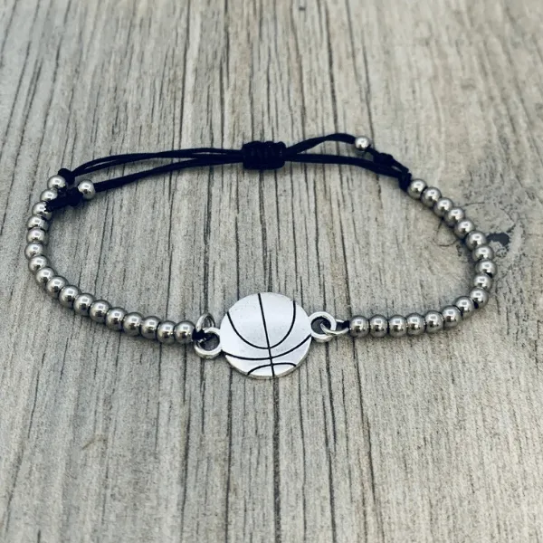 Basketball Adjustable Beaded Bracelet