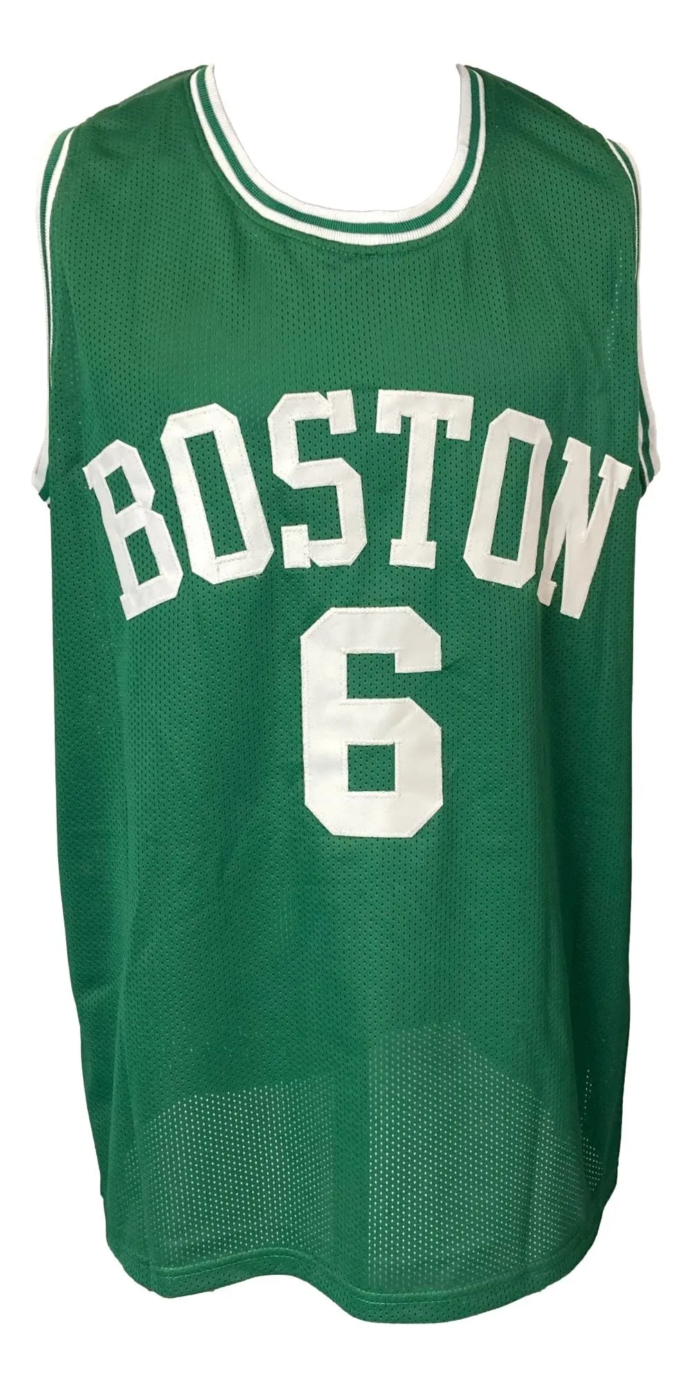 Bill Russell Boston Signed Green Basketball Jersey BAS LOA