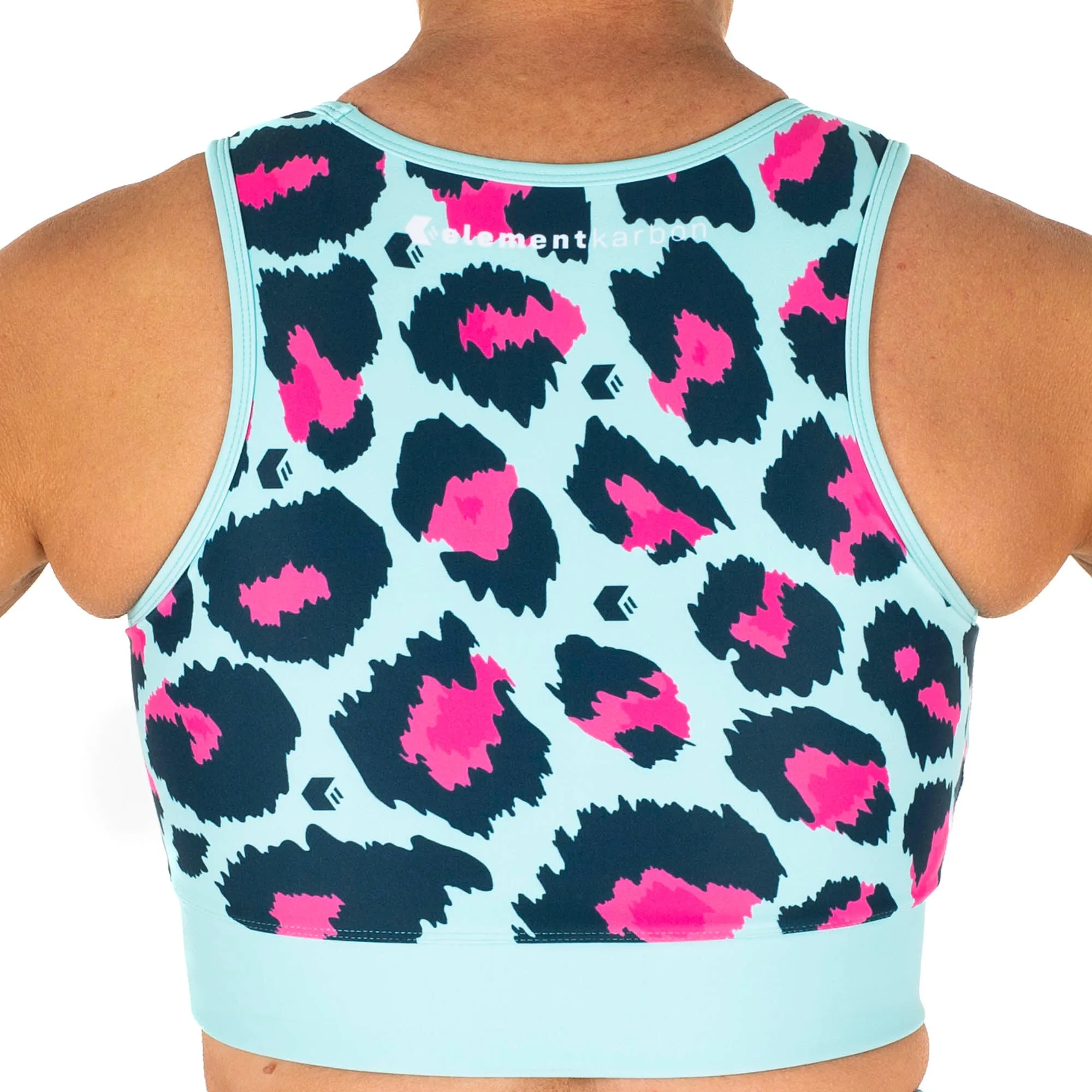 Bitcrush High Neck Sports Bra Mint/Pink