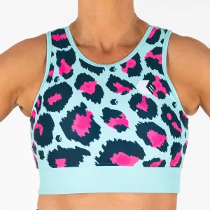 Bitcrush High Neck Sports Bra Mint/Pink