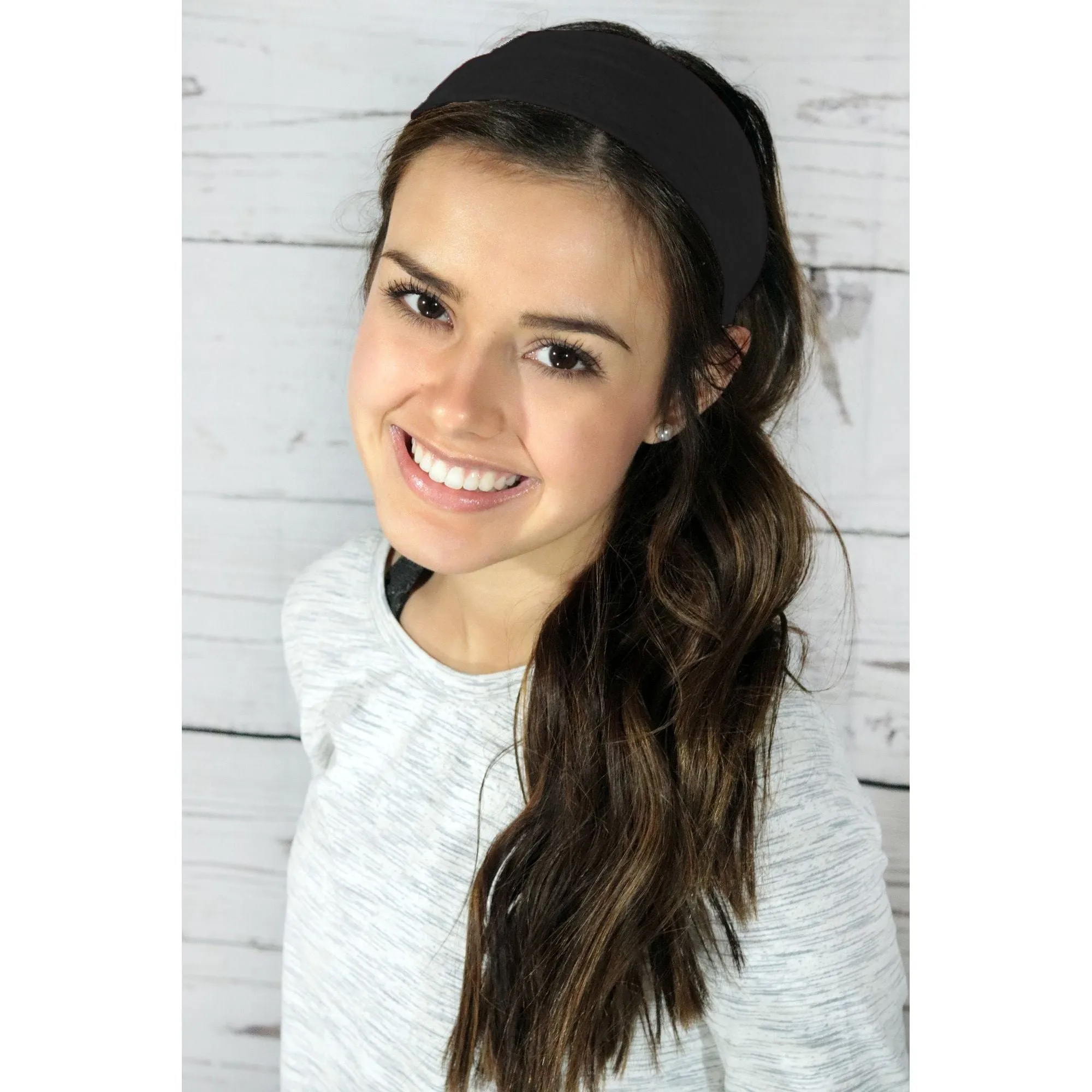 Black Cotton Headbands - 12 Pack