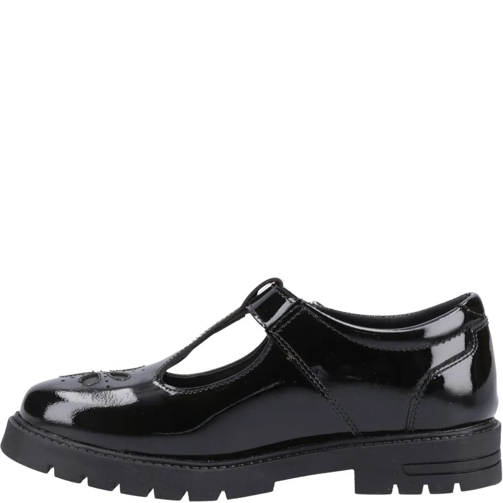 Black Fiona Patent Senior School Shoes