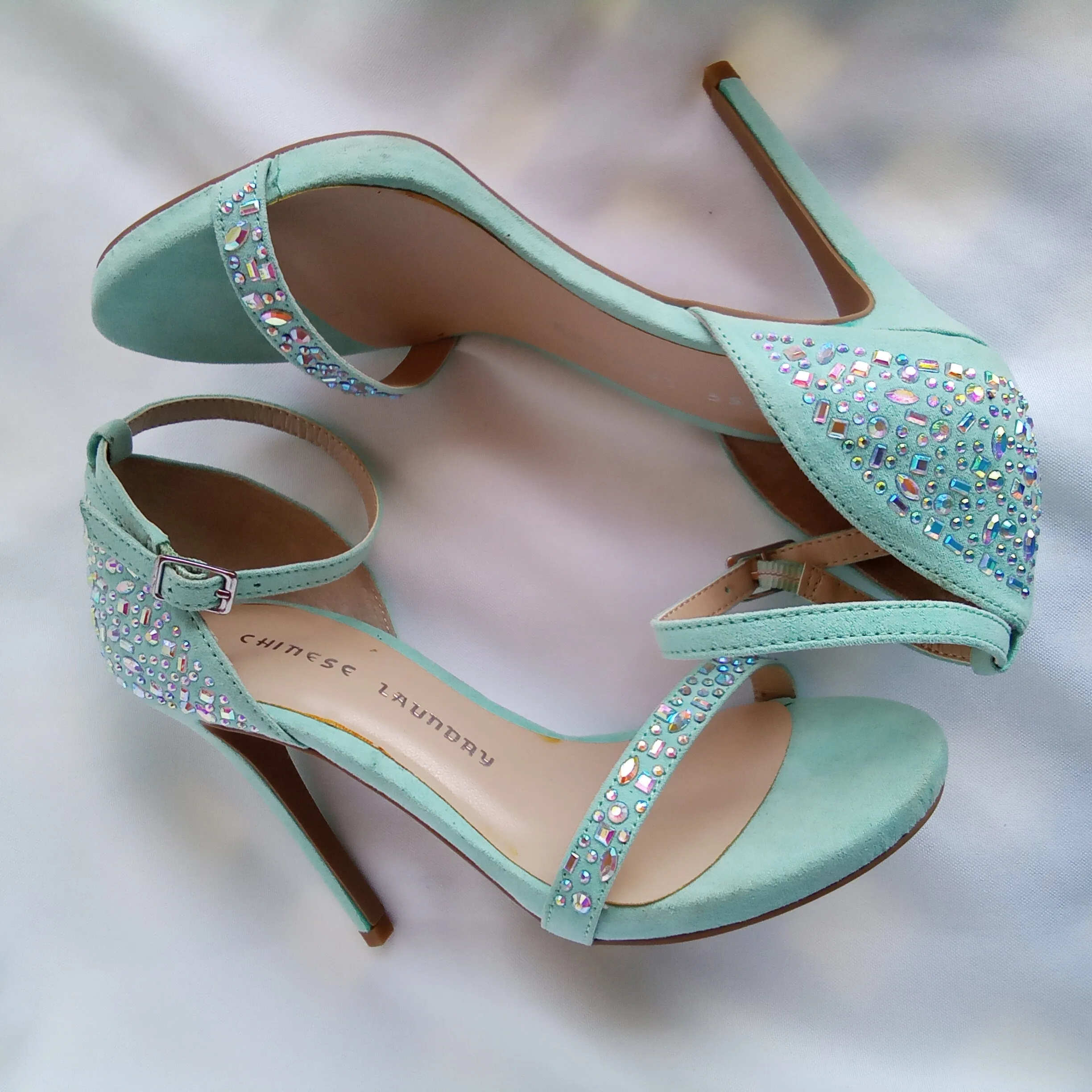 Bright Mint with Iridescent Stones High Heels  Chinese Laundry | Babydoll