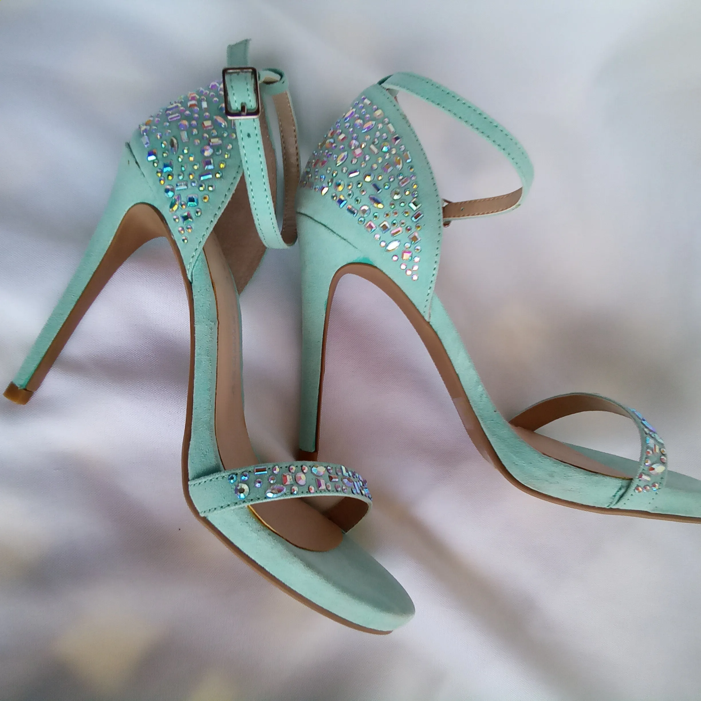 Bright Mint with Iridescent Stones High Heels  Chinese Laundry | Babydoll