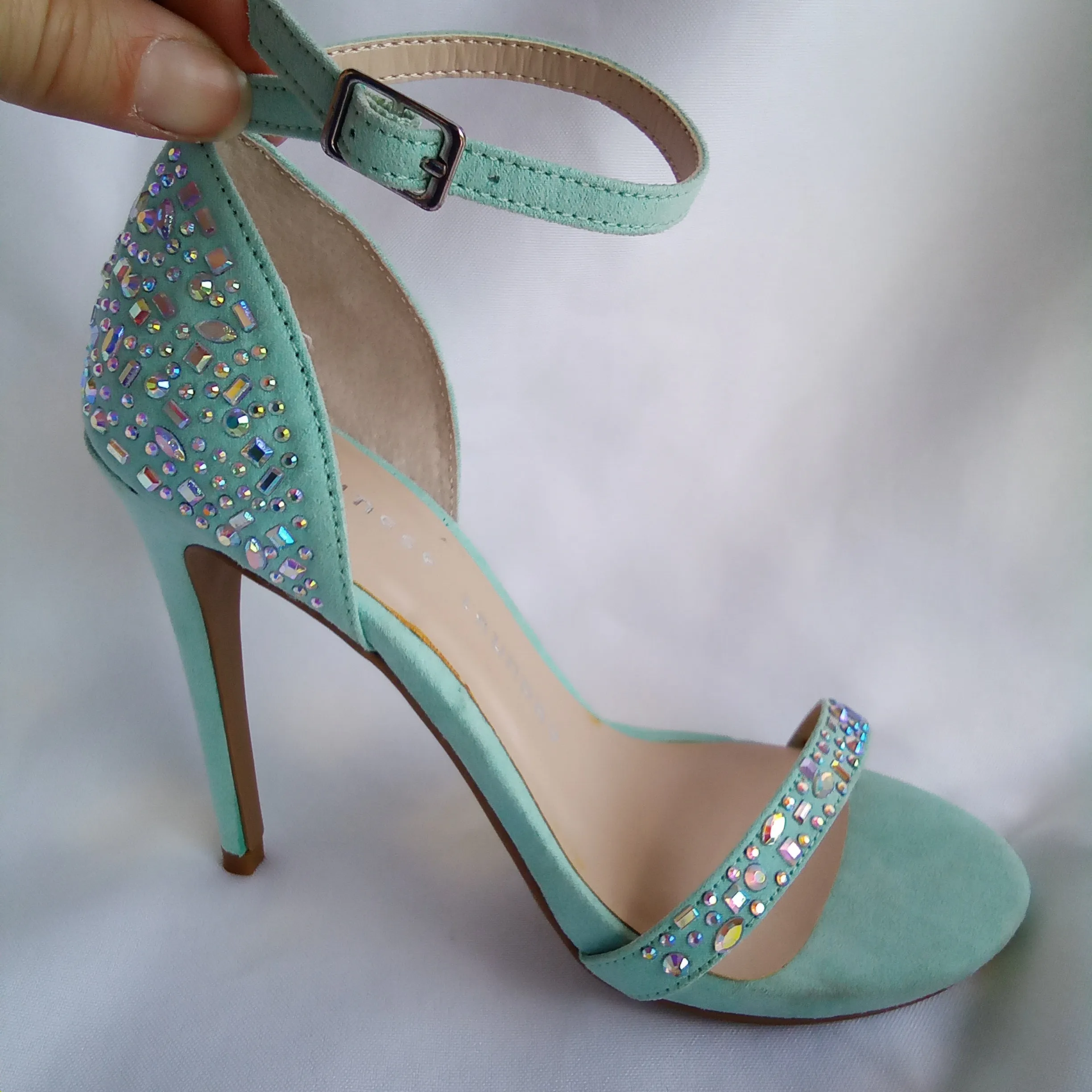 Bright Mint with Iridescent Stones High Heels  Chinese Laundry | Babydoll