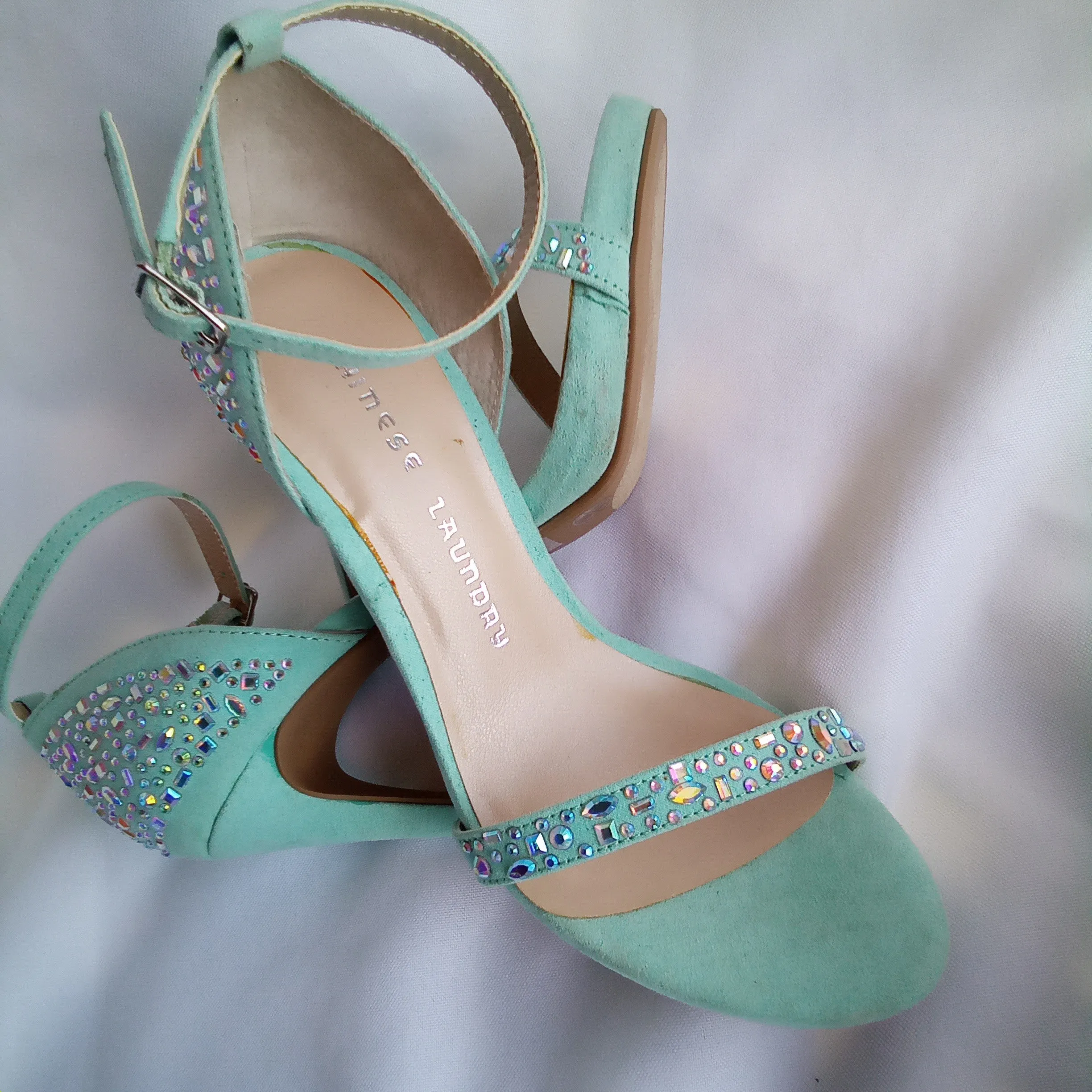 Bright Mint with Iridescent Stones High Heels  Chinese Laundry | Babydoll