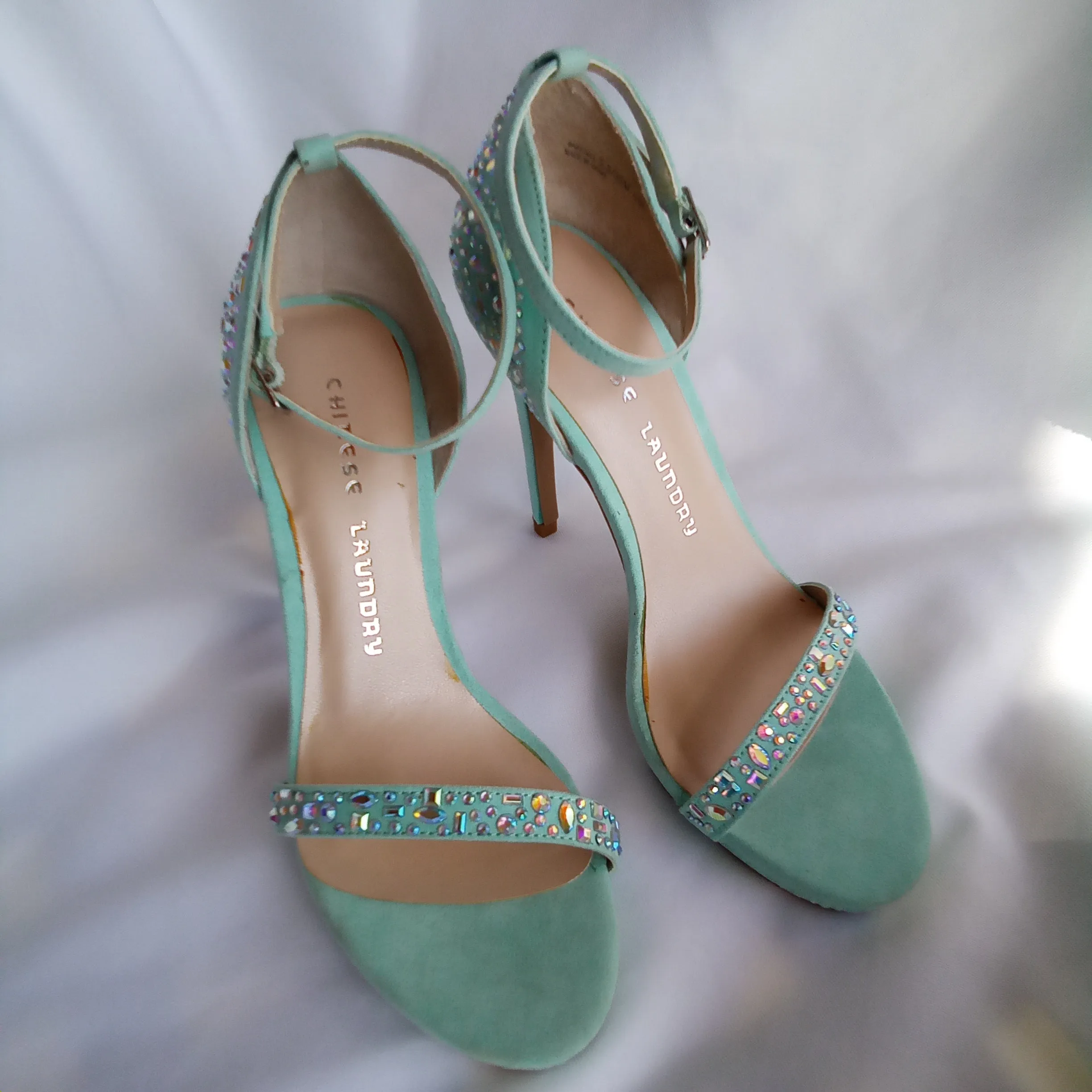 Bright Mint with Iridescent Stones High Heels  Chinese Laundry | Babydoll