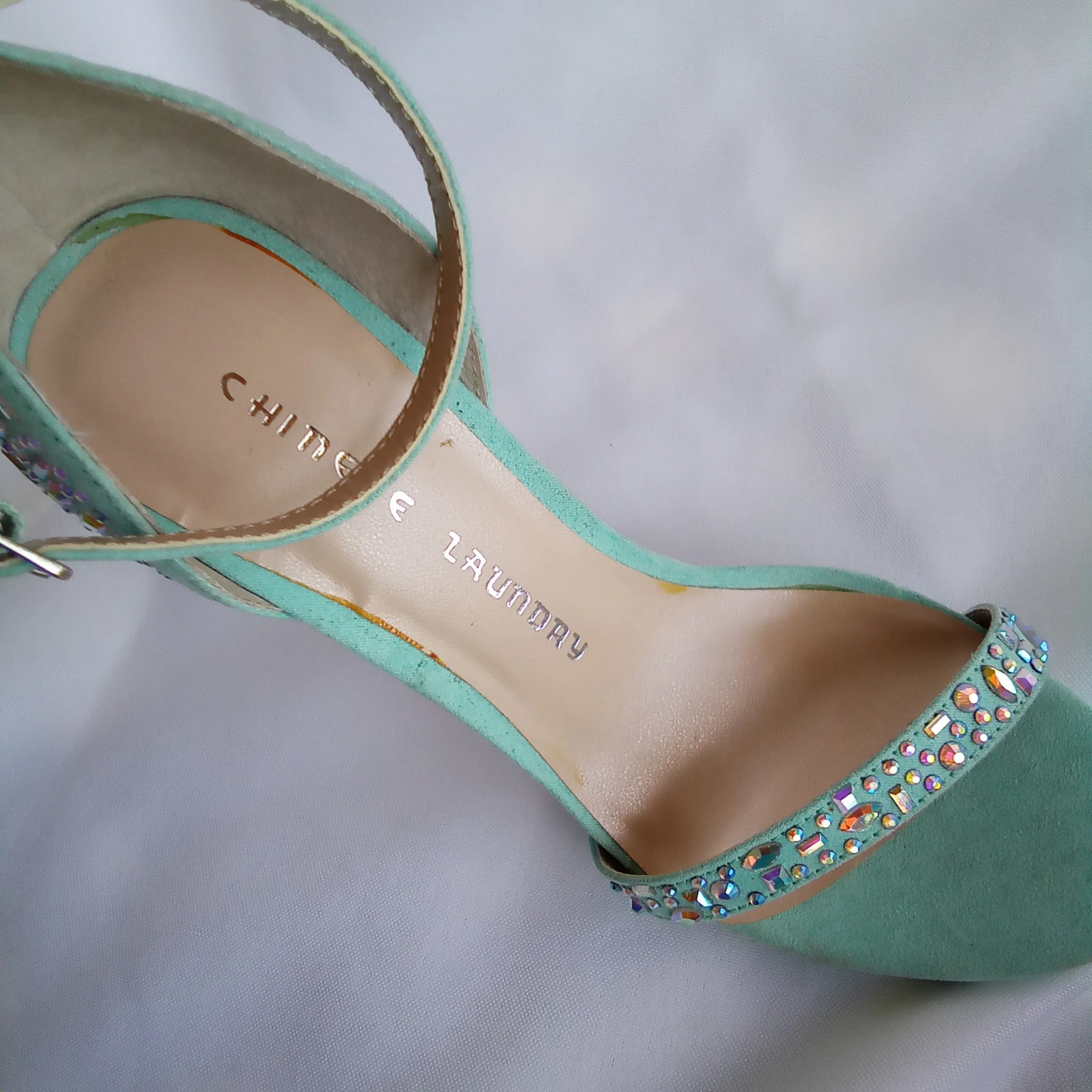 Bright Mint with Iridescent Stones High Heels  Chinese Laundry | Babydoll