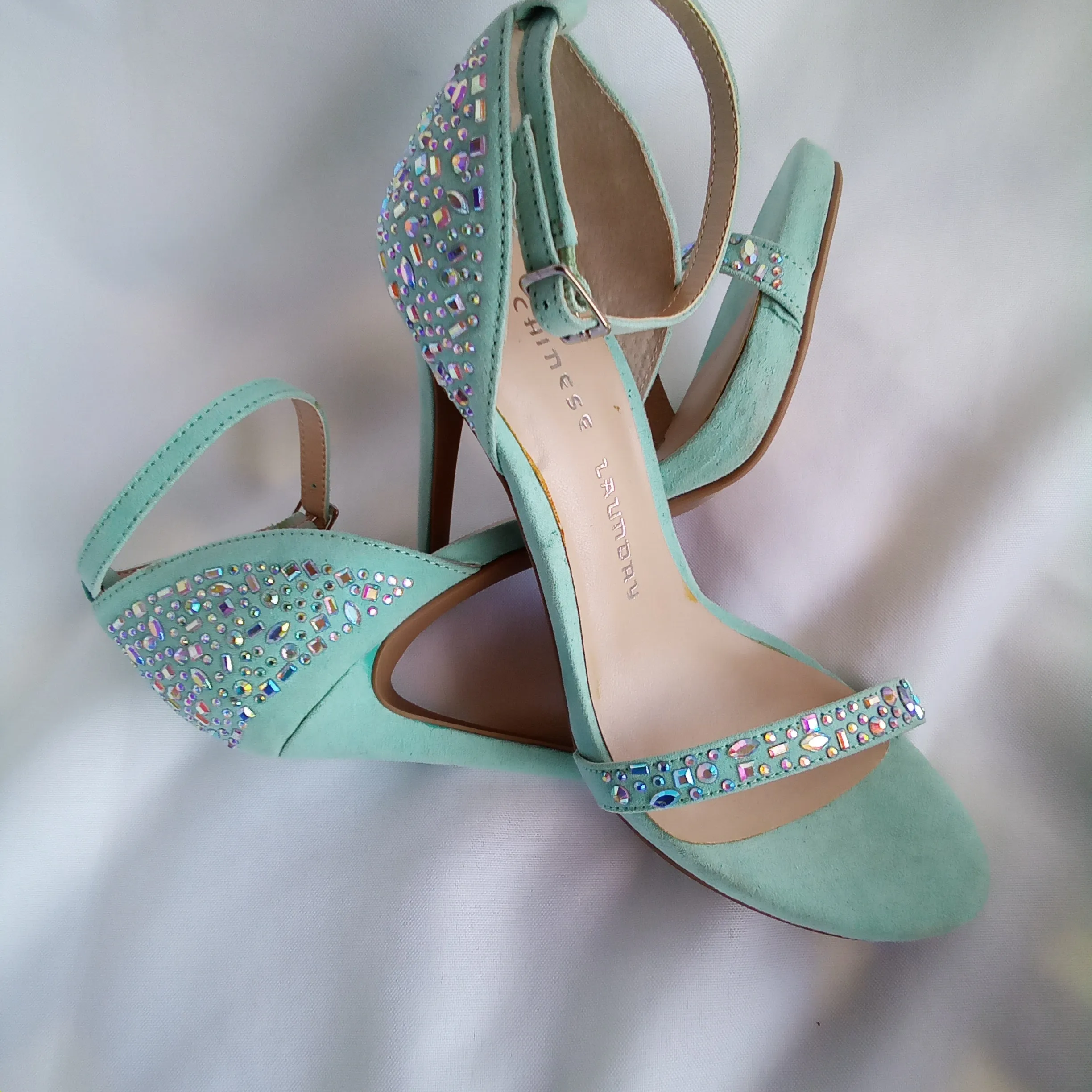 Bright Mint with Iridescent Stones High Heels  Chinese Laundry | Babydoll