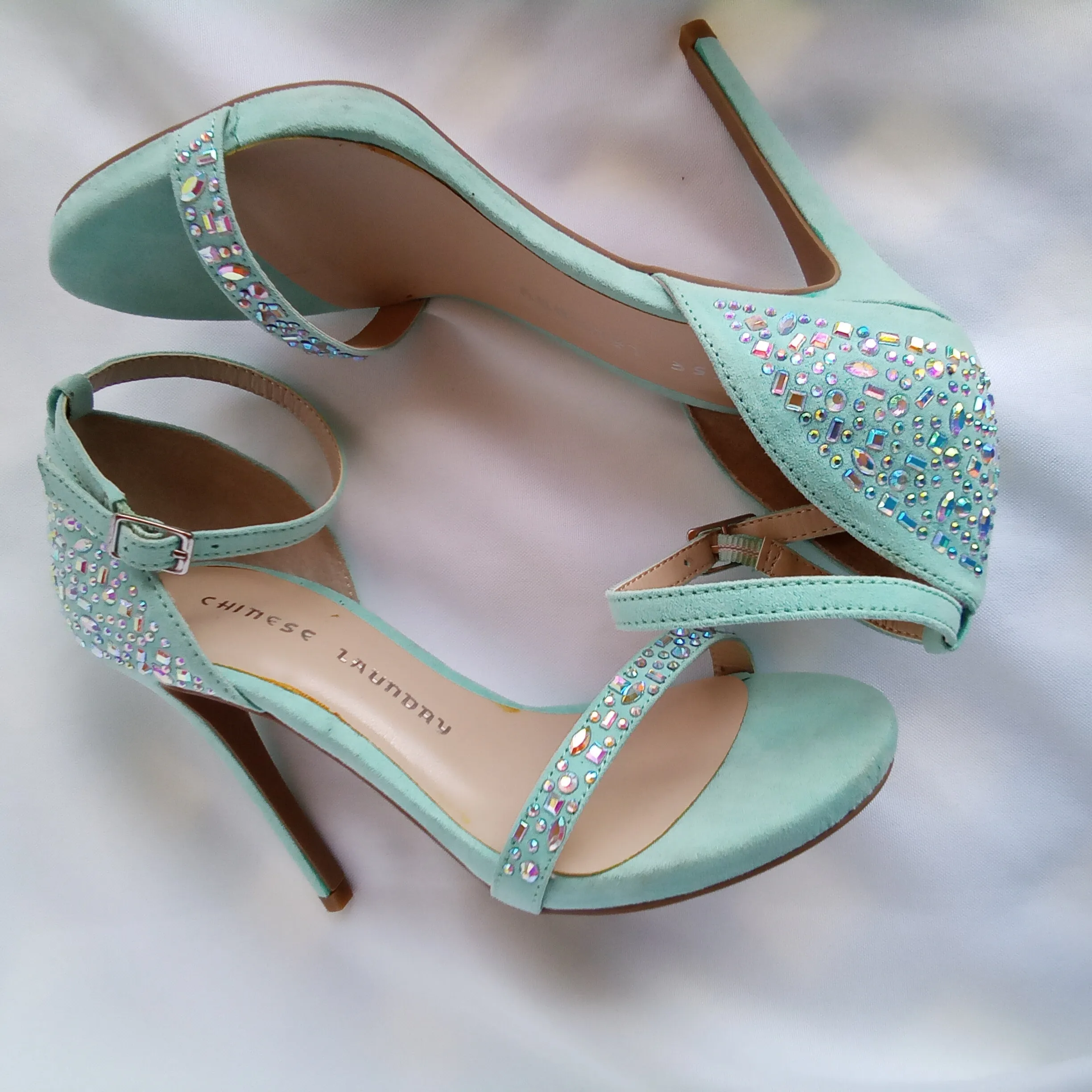 Bright Mint with Iridescent Stones High Heels  Chinese Laundry | Babydoll