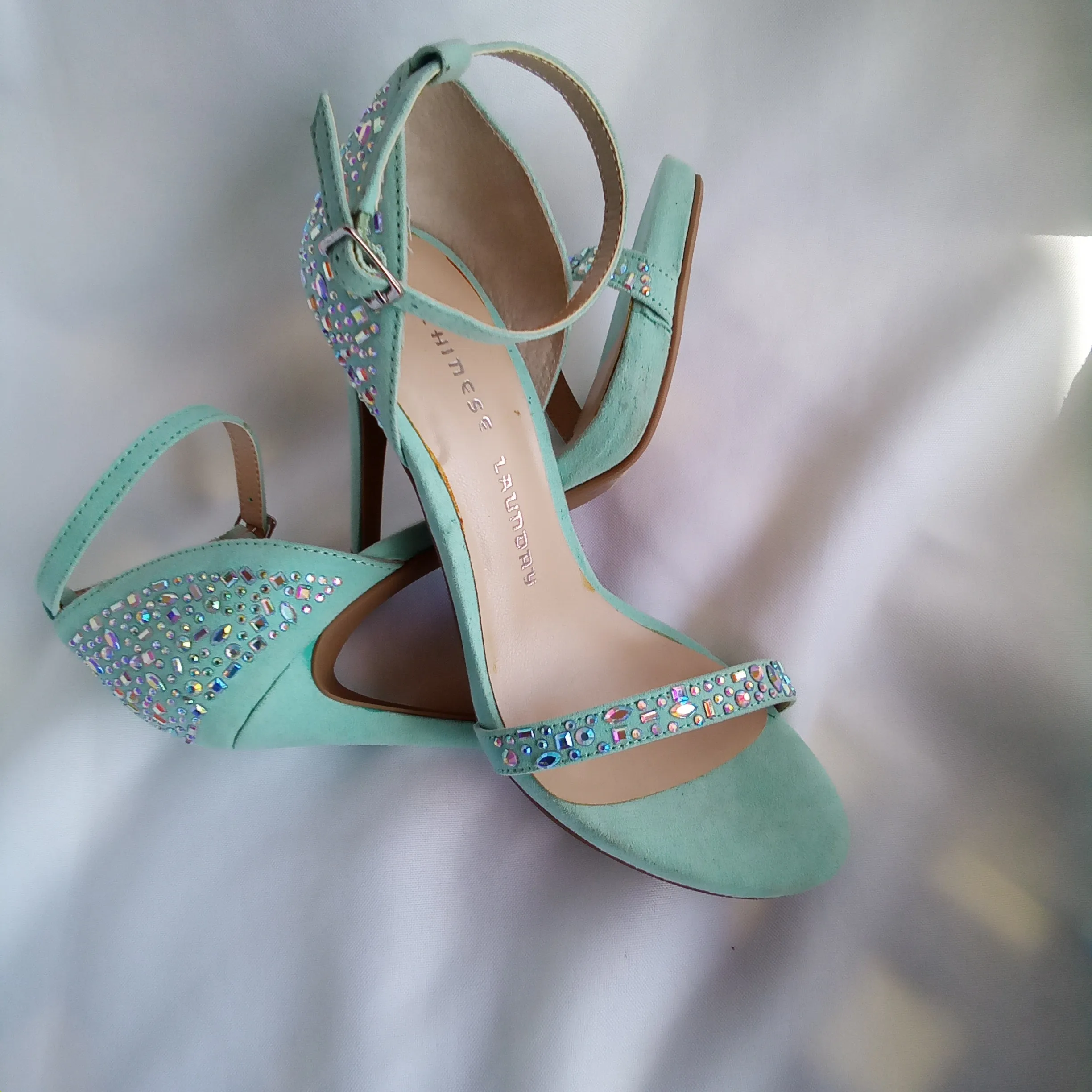 Bright Mint with Iridescent Stones High Heels  Chinese Laundry | Babydoll