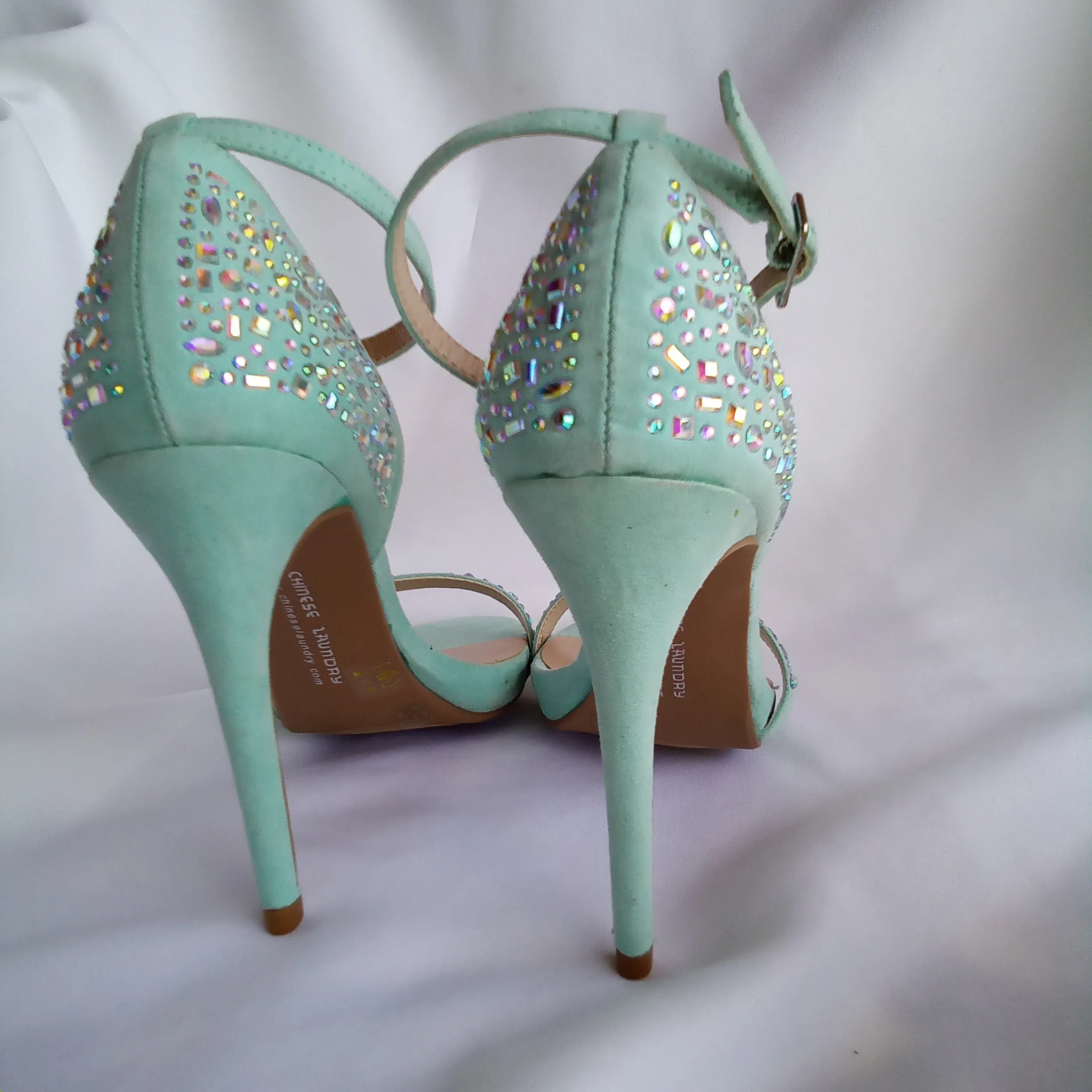 Bright Mint with Iridescent Stones High Heels  Chinese Laundry | Babydoll