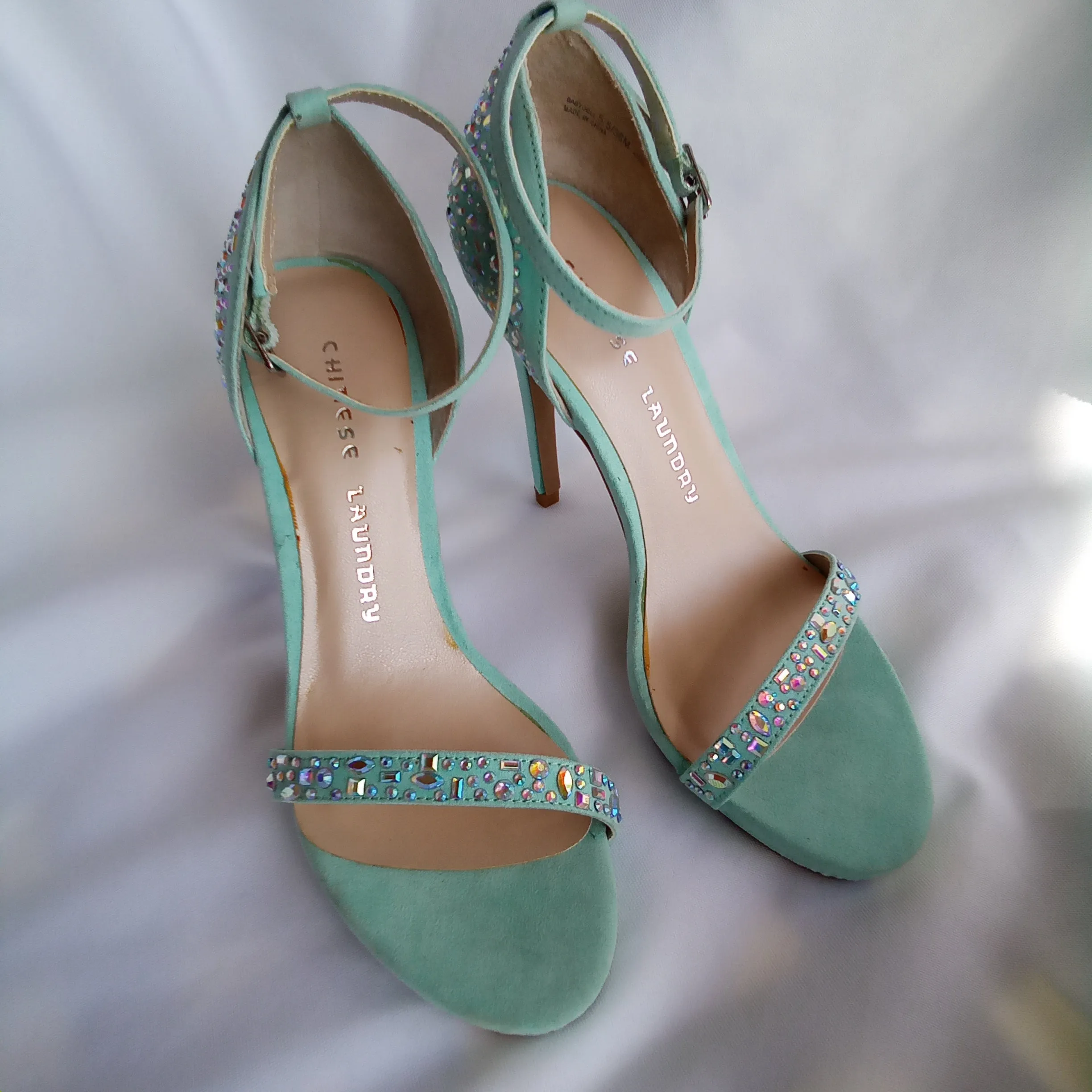 Bright Mint with Iridescent Stones High Heels  Chinese Laundry | Babydoll