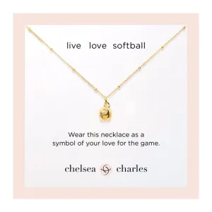 CC Sport Gold Softball Charm Necklace for Little Girls & Tweens