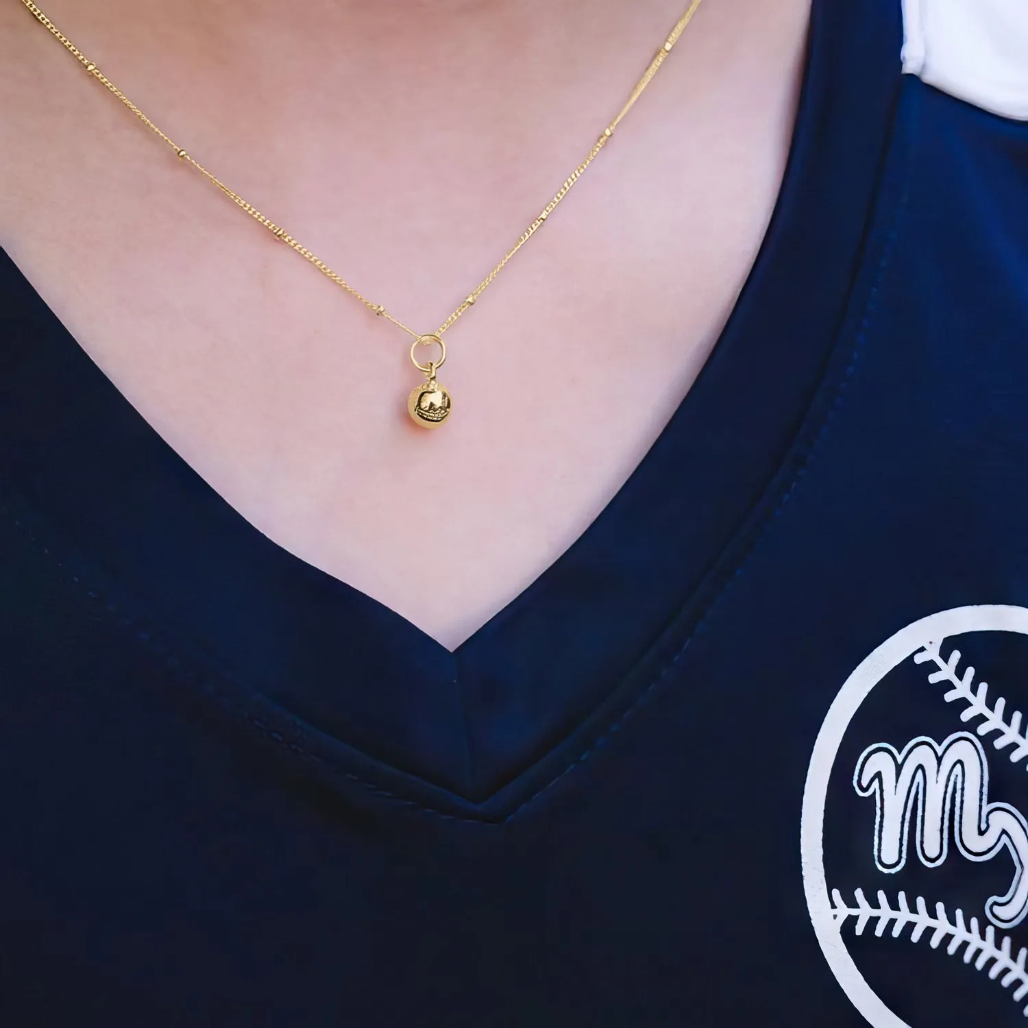 CC Sport Gold Softball Charm Necklace for Little Girls & Tweens