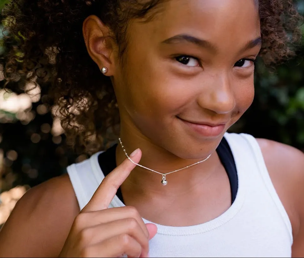 CC Sport Silver Basketball Necklace and Earrings Gift Set for Little Girls & Tweens