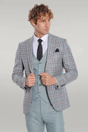 Checked Slim Fit Light Green Men Suit - Wessi