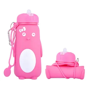 Cute Cartoon Foldable Sports Water Bottle, Color: Penguin (Pink)