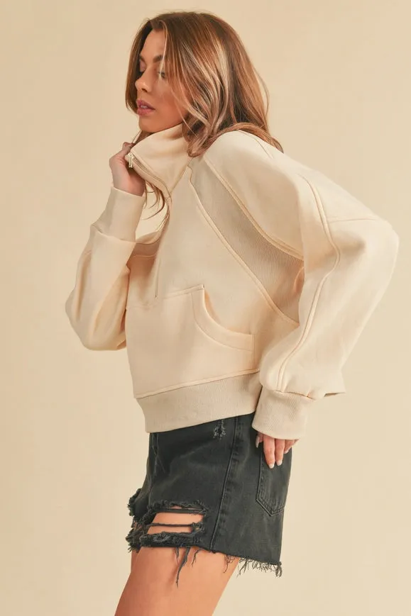 Dove Funnel Neck Half Zip