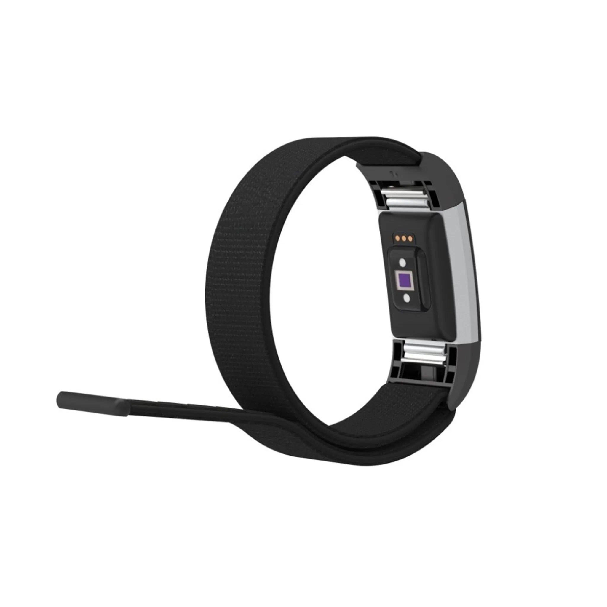 Fitbit Charge 2 velcro closure flexible nylon watch strap replacement - Black