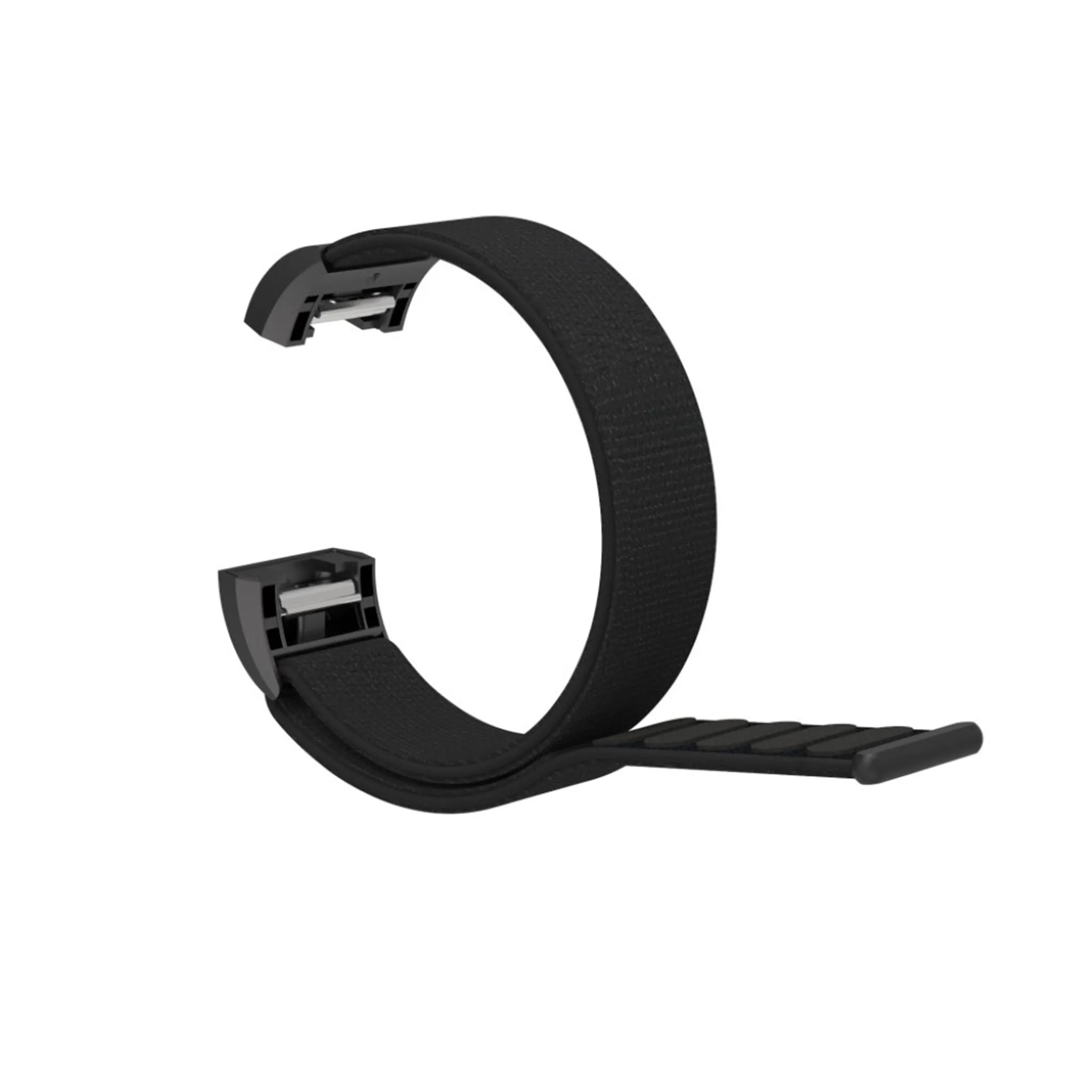 Fitbit Charge 2 velcro closure flexible nylon watch strap replacement - Black