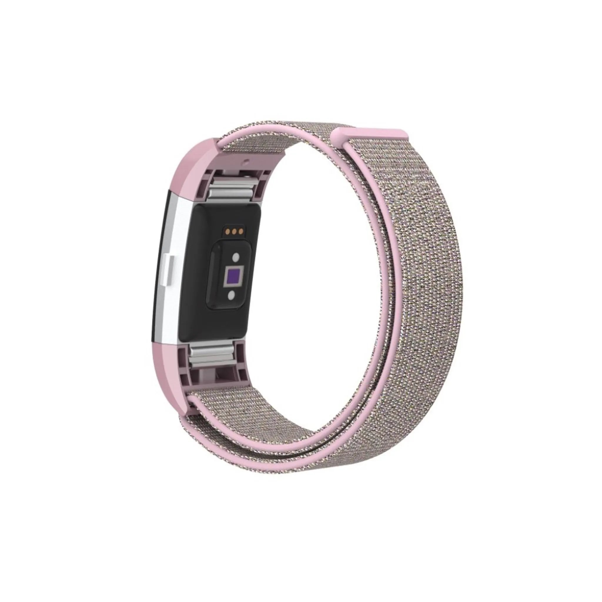 Fitbit Charge 2 velcro closure flexible nylon watch strap replacement - Pink