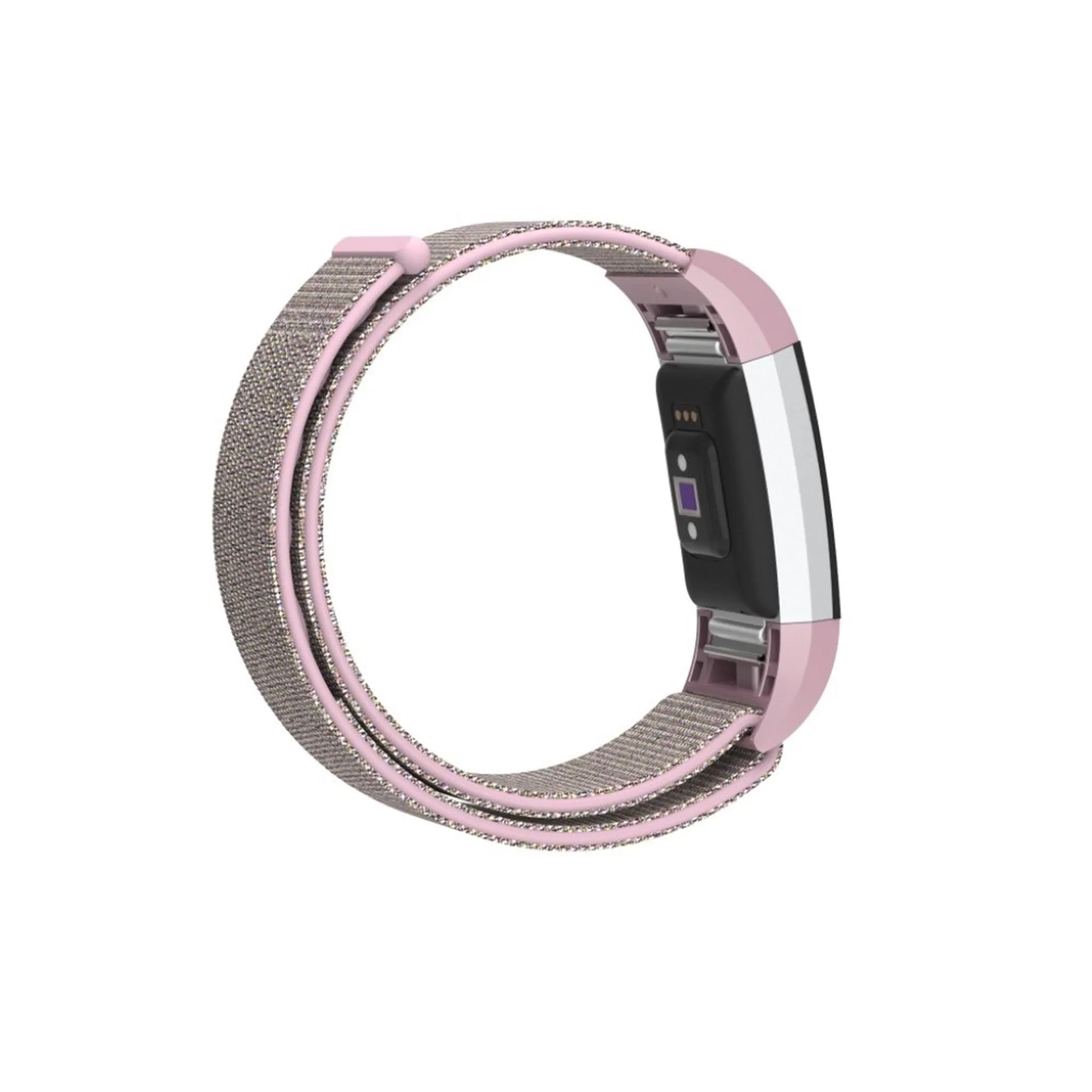 Fitbit Charge 2 velcro closure flexible nylon watch strap replacement - Pink