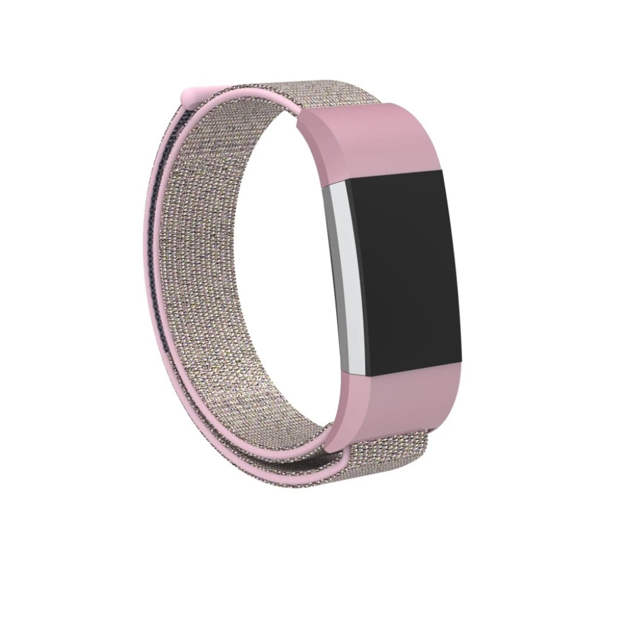 Fitbit Charge 2 velcro closure flexible nylon watch strap replacement - Pink