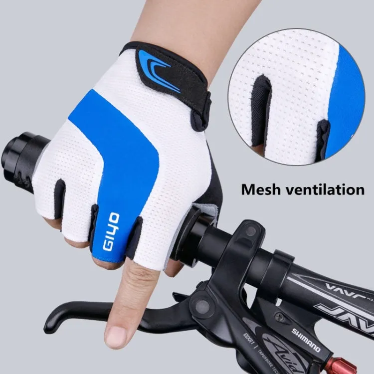 GIYO S-14 Bicycle Half Finger Gloves GEL Shock Absorbing Palm Pad Gloves, Size: M(Blue)