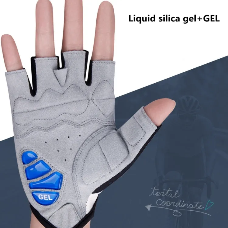 GIYO S-14 Bicycle Half Finger Gloves GEL Shock Absorbing Palm Pad Gloves, Size: M(Blue)