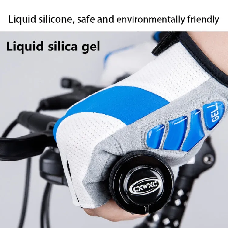 GIYO S-14 Bicycle Half Finger Gloves GEL Shock Absorbing Palm Pad Gloves, Size: M(Blue)