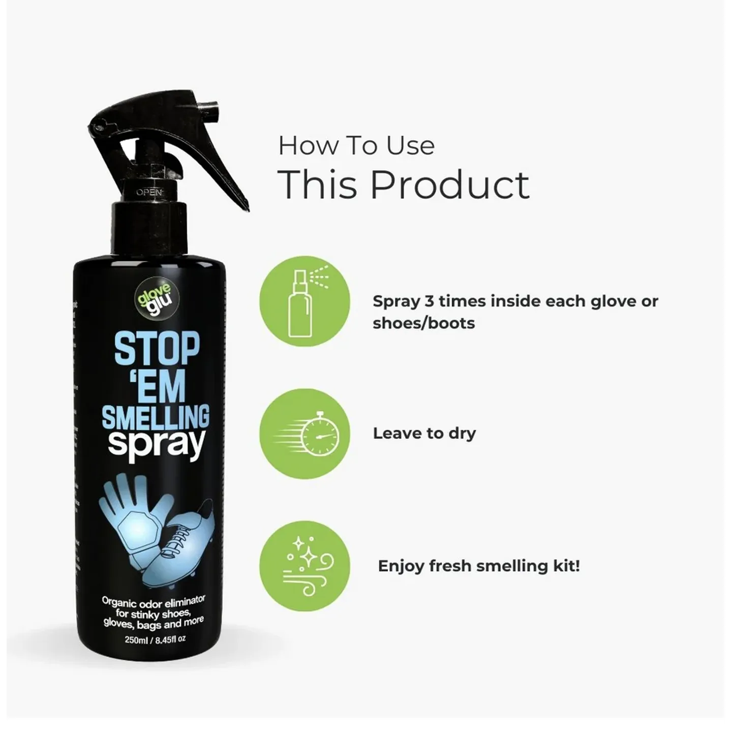 Gloveglu Stop 'em Smelling Goalkeeper Glove Refresh Spray (250ml)