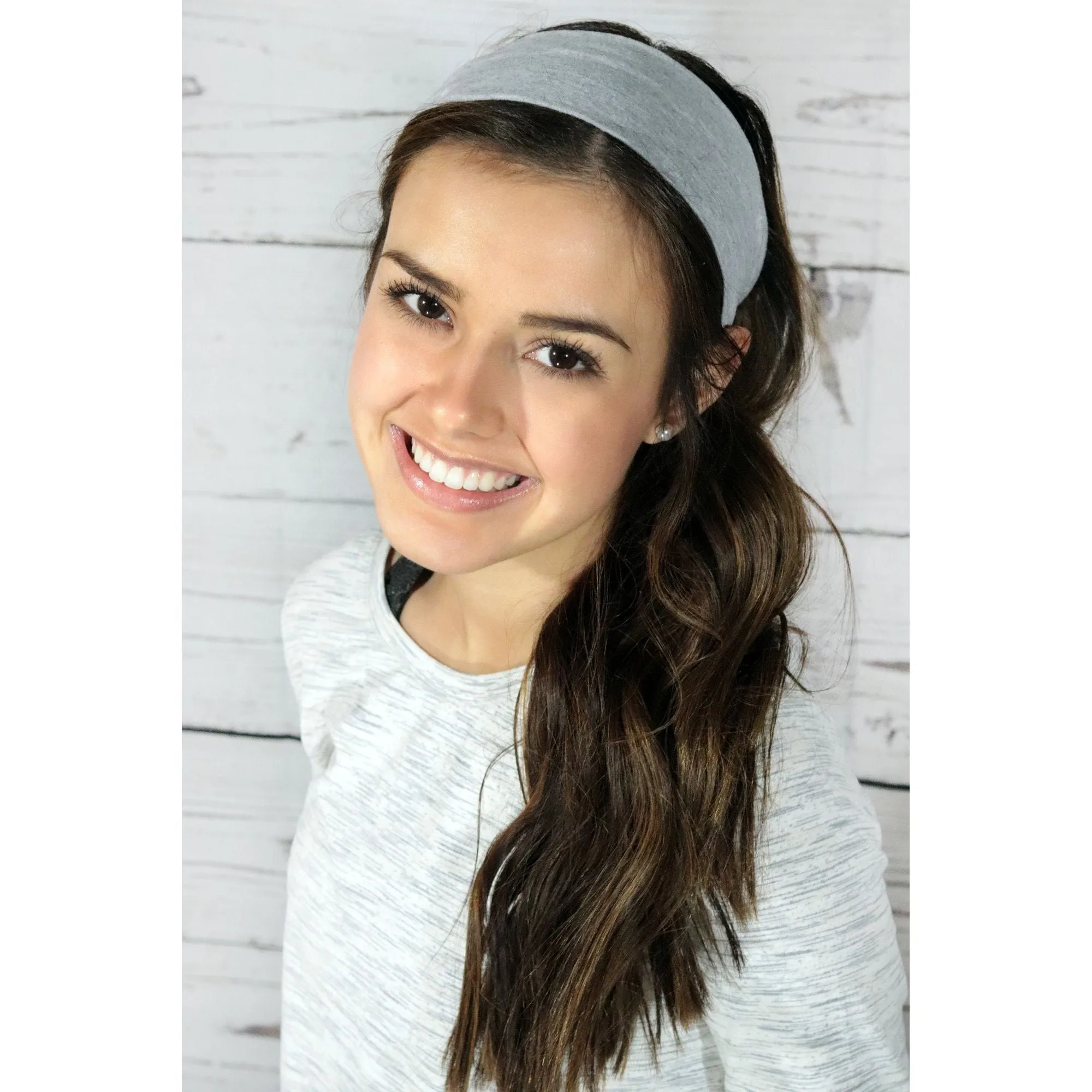 Gray Cotton Headbands - 12 Pack